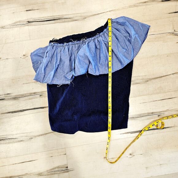 Kate Mchale Jensen KMJ One Shoulder Ruffle Top With Button Detail - Picture 4 of 5